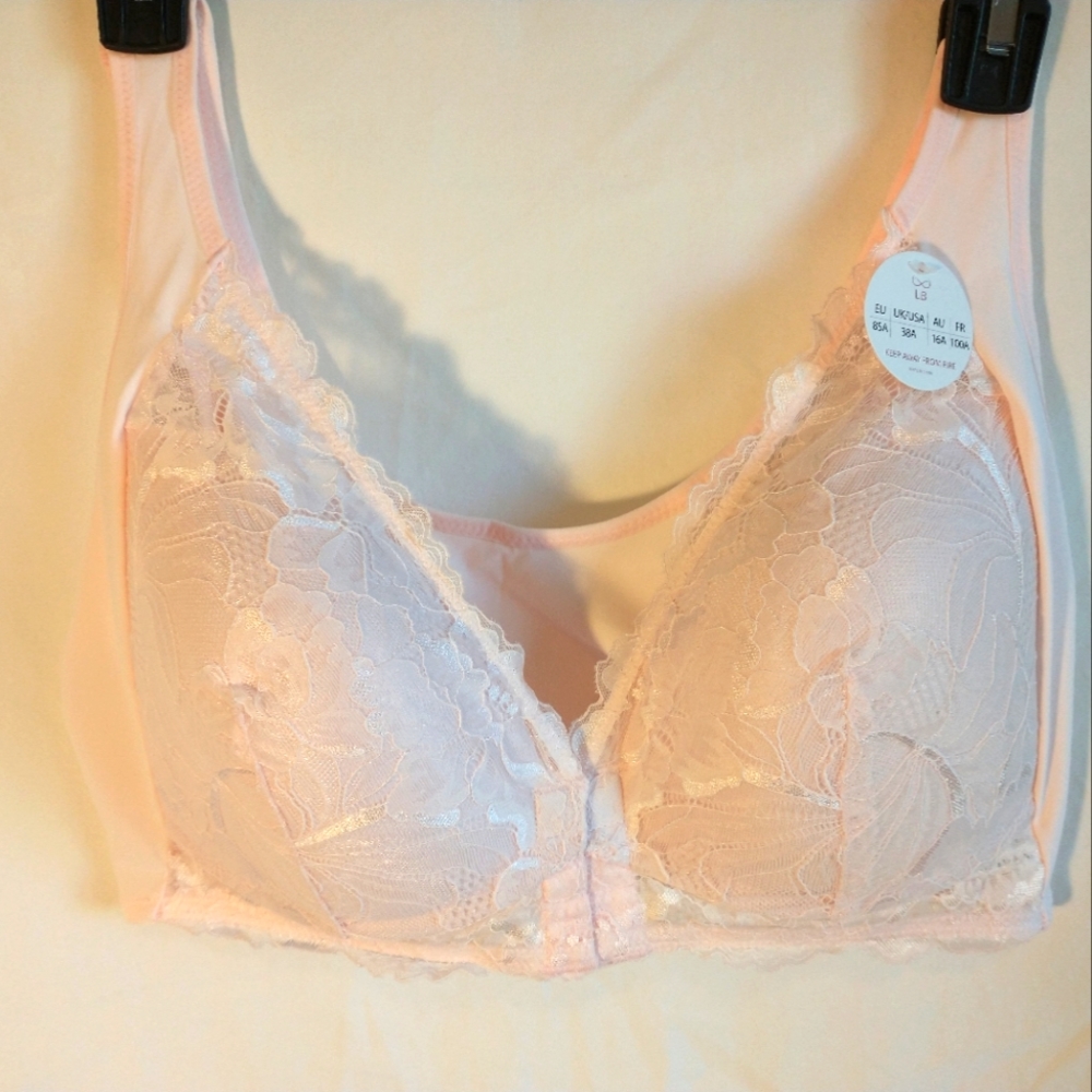 Lacy Bra 38D Pink Front Closure Bra